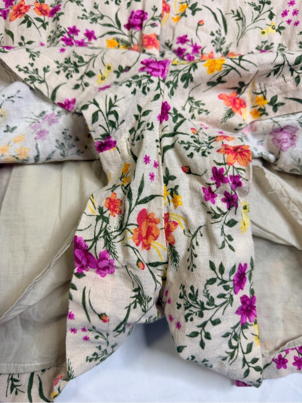 Chelsea & Violet V-Neck Cream Floral Tie-Front Linen-Blend Lined Romper Size XL - Picture 10 of 12
